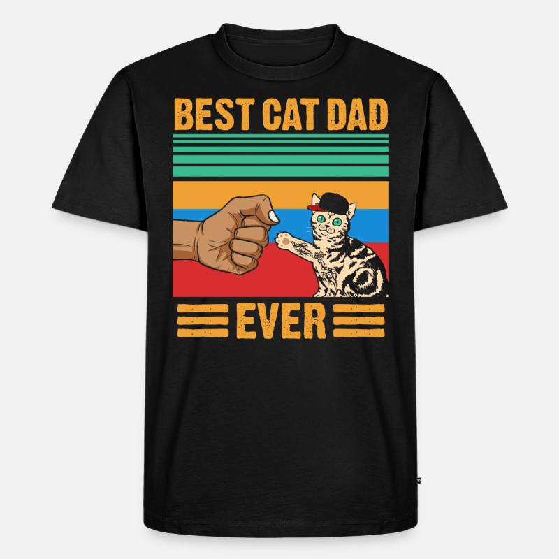 Best Cat Dad Ever - Männer Premium Bio T-Shirt - Schwarz