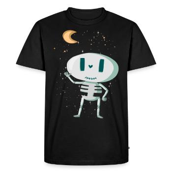Cute skeleton with moon and stars Halloween - Men's Premium Organic T-Shirt - black - Front - Nico (187cm)