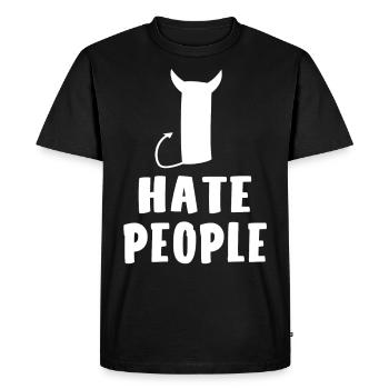I hate people - Men's Premium Organic T-Shirt - black - Front - Nico (187cm)