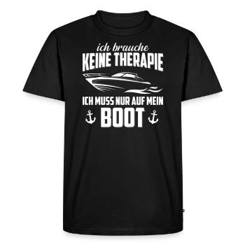 Boot Kapitän Bootsfahrer keine Therapie Geschenk - Männer Premium Bio T-Shirt - Schwarz - Vorne - Nico (187cm)