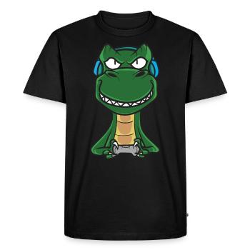 Console de jeu Gamer T-Rex - T-shirt Premium bio Homme - noir - Devant - Nico (187cm)