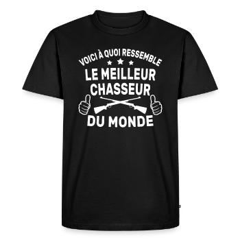 Voici à quoi ressemble le chasseur du monde - T-shirt Premium bio Homme - noir - Devant - Nico (187cm)