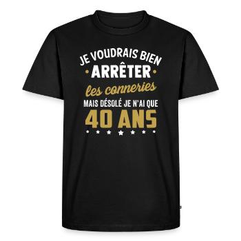 40 ans cadeau d'anniversaire t shirt 40 ans - T-shirt Premium bio Homme - noir - Devant - Nico (187cm)