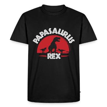 Papasaurus Papa T-rex Dinosaur - Men's Premium Organic T-Shirt - black - Front - Nico (187cm)