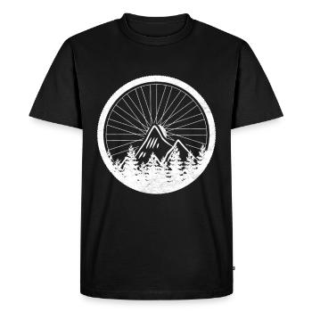 Roue de pneu de vélo montagnes arbres nature sport cadeau - T-shirt Premium bio Homme - noir - Devant - Nico (187cm)