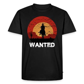 Cowboy Western Wild West Sunset - Men's Premium Organic T-Shirt - black - Front - Nico (187cm)