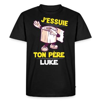 J'essuie ton père - T-shirt Premium bio Homme - noir - Devant - Nico (187cm)