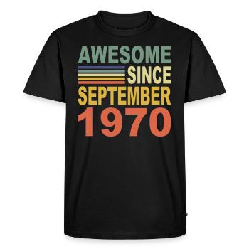 1970 année Génial depuis l'anniversaire de septembre 1970 - T-shirt Premium bio Homme - noir - Devant - Nico (187cm)