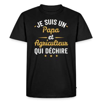 Papa et agriculteur qui déchire - T-shirt Premium bio Homme - noir - Devant - Nico (187cm)