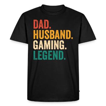 Gamer Papa Mari Jeux Vidéo Fête des Pères Gesc - T-shirt Premium bio Homme - noir - Devant - Nico (187cm)