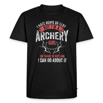 Tir à l'arc fille arc chasseur archer Gesc - T-shirt Premium bio Homme - noir - Devant - Nico (187cm)