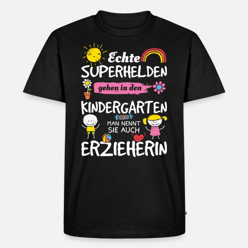 Echte Superhelden - Erzieherin Geschenkidee - Männer Premium Bio T-Shirt - Schwarz