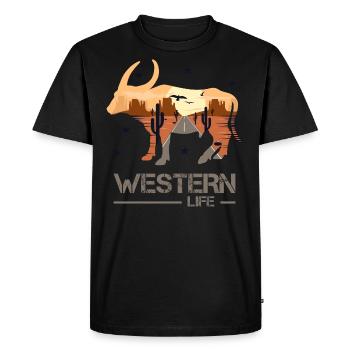 Western - Männer Premium Bio T-Shirt - Schwarz - Vorne - Nico (187cm)
