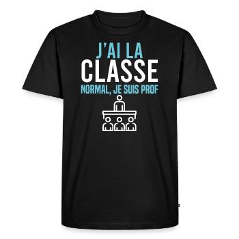 Enseignant, idée cadeau professeur, humour étude - T-shirt Premium bio Homme - noir - Devant - Nico (187cm)