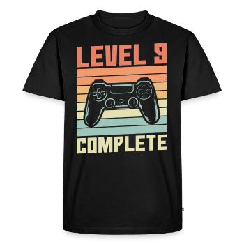 9th Birthday - Level 9 complete - Men's Premium Organic T-Shirt - black - Front - Nico (187cm)