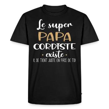 Cordiste papa. Métier. Cadeau homme humour corde - T-shirt Premium bio Homme - noir - Devant - Nico (187cm)