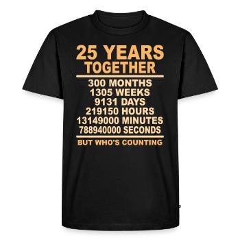 Mariage d’argent 25 ans Marié Cadeau Amour - T-shirt Premium bio Homme - noir - Devant - Nico (187cm)