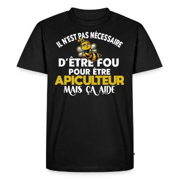 Apiculteur, idée cadeau humour apiculture, métier - T-shirt Premium bio Homme - noir - Devant - Nico (187cm)