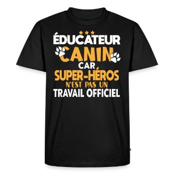 éducateur canin, idée cadeau métier, dressage - T-shirt Premium bio Homme - noir - Devant - Nico (187cm)
