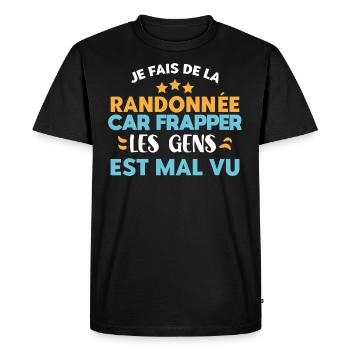 randonneur idée cadeau passion randonnée, humour - T-shirt Premium bio Homme - noir - Devant - Nico (187cm)