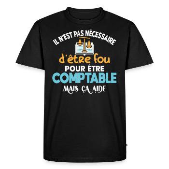 Comptable, idée cadeau métier, citations humour - T-shirt Premium bio Homme - noir - Devant - Nico (187cm)