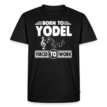 Né à la luge et forcé au travail - T-shirt Premium bio Homme - noir - Devant - Nico (187cm)