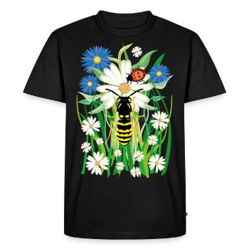 25 Blumen Biene Marienkäfer Wiese - Männer Premium Bio T-Shirt - Schwarz - Vorne - Nico (187cm)