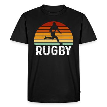 retro rugby Footballf - T-shirt Premium bio Homme - noir - Devant - Nico (187cm)