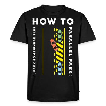 Auto stationnement Auto-école - T-shirt Premium bio Homme - noir - Devant - Nico (187cm)