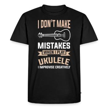 Ukulélé Ukulélé Ukulélé Ukulélé Joueur de musique - T-shirt Premium bio Homme - noir - Devant - Nico (187cm)