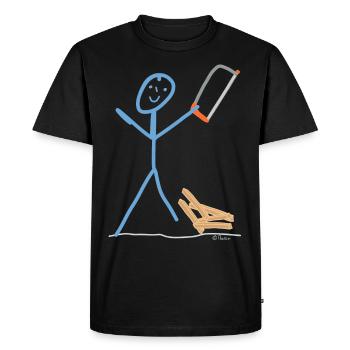 Sticky man wood saw carpenter carpenter - Men's Premium Organic T-Shirt - black - Front - Nico (187cm)
