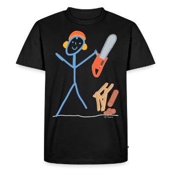 Chainsaw stick man cut saw wood - Men's Premium Organic T-Shirt - black - Front - Nico (187cm)
