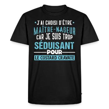 Maître nageur idée cadeau métier aquatique drôle - T-shirt Premium bio Homme - noir - Devant - Nico (187cm)