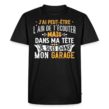 Mécanique bricolage humour passion, mécanicien - T-shirt Premium bio Homme - noir - Devant - Nico (187cm)
