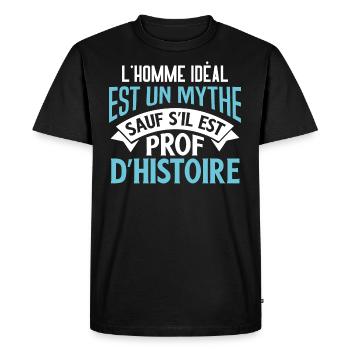 Professeur histoire idée cadeau enseignant prof - T-shirt Premium bio Homme - noir - Devant - Nico (187cm)