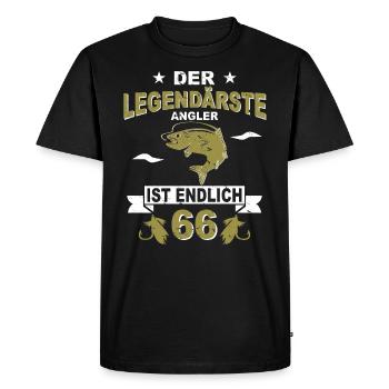 66 Jahre Geschenk 66 Geburtstag Angler Angeln - Männer Premium Bio T-Shirt - Schwarz - Vorne - Nico (187cm)