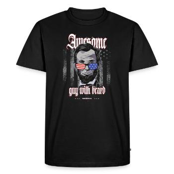 Lincoln HornyType with Beard USA Gift Barber - Men's Premium Organic T-Shirt - black - Front - Nico (187cm)