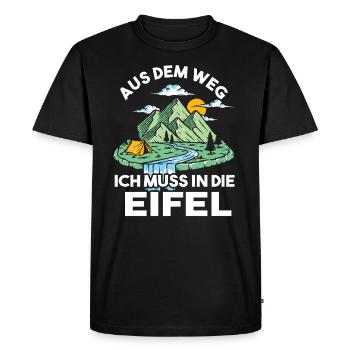 Aus dem Weg ich muss in die Eifel - Männer Premium Bio T-Shirt - Schwarz - Vorne - Nico (187cm)