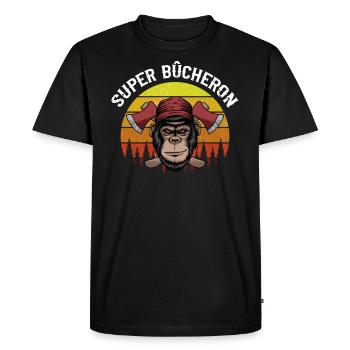 Super bûcheron idée cadeau métier citations humour - T-shirt Premium bio Homme - noir - Devant - Nico (187cm)