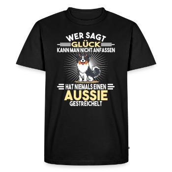 Aussie Züchter Hunde Aussie Australian Shepherd - Männer Premium Bio T-Shirt - Schwarz - Vorne - Nico (187cm)