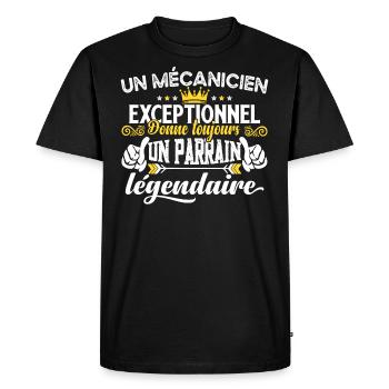 Mécanicien futur parrain idée cadeau humour métier - T-shirt Premium bio Homme - noir - Devant - Nico (187cm)
