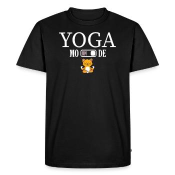 Yoga mode ON idée cadeau humour sport citations - T-shirt Premium bio Homme - noir - Devant - Nico (187cm)