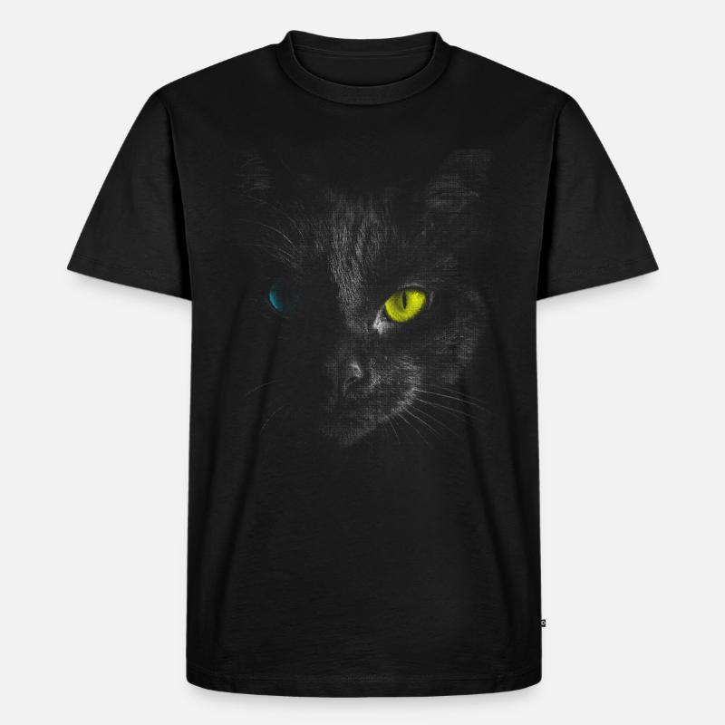 Schwarze Katze - Männer Premium Bio T-Shirt - Schwarz