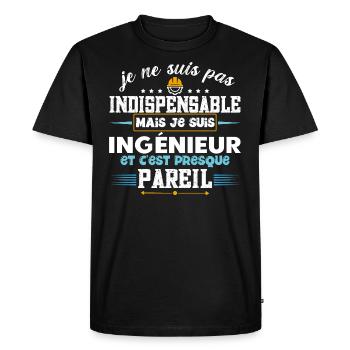 Ingénieur idée cadeau profession. Citations humour - T-shirt Premium bio Homme - noir - Devant - Nico (187cm)