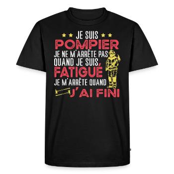 Pompier idée cadeau soldat du feu Humour métier - T-shirt Premium bio Homme - noir - Devant - Nico (187cm)