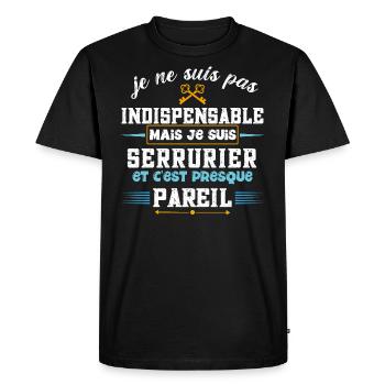 Serrurier humour métier, réparateur de serrure - T-shirt Premium bio Homme - noir - Devant - Nico (187cm)