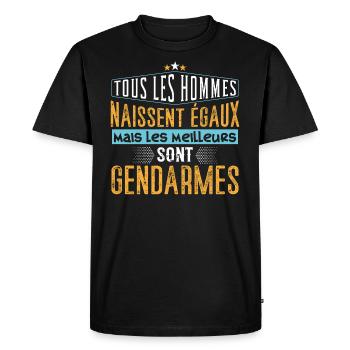Gendarme métier humour cadeau gendarmerie - T-shirt Premium bio Homme - noir - Devant - Nico (187cm)