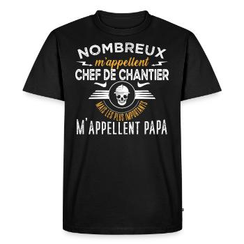 Chantier cadeau ouvriers humour métier du bâtiment - T-shirt Premium bio Homme - noir - Devant - Nico (187cm)