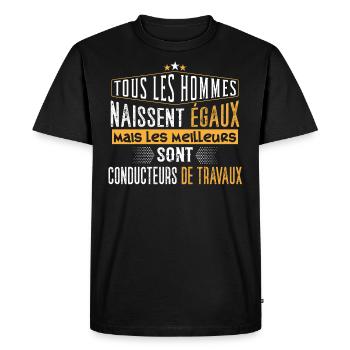Conducteur de travaux idée cadeau métier chantier - T-shirt Premium bio Homme - noir - Devant - Nico (187cm)