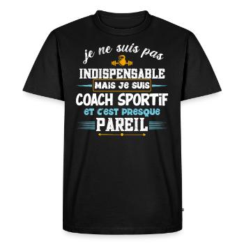 Coach sportif, idée cadeau entraîneur. Coaching - T-shirt Premium bio Homme - noir - Devant - Nico (187cm)